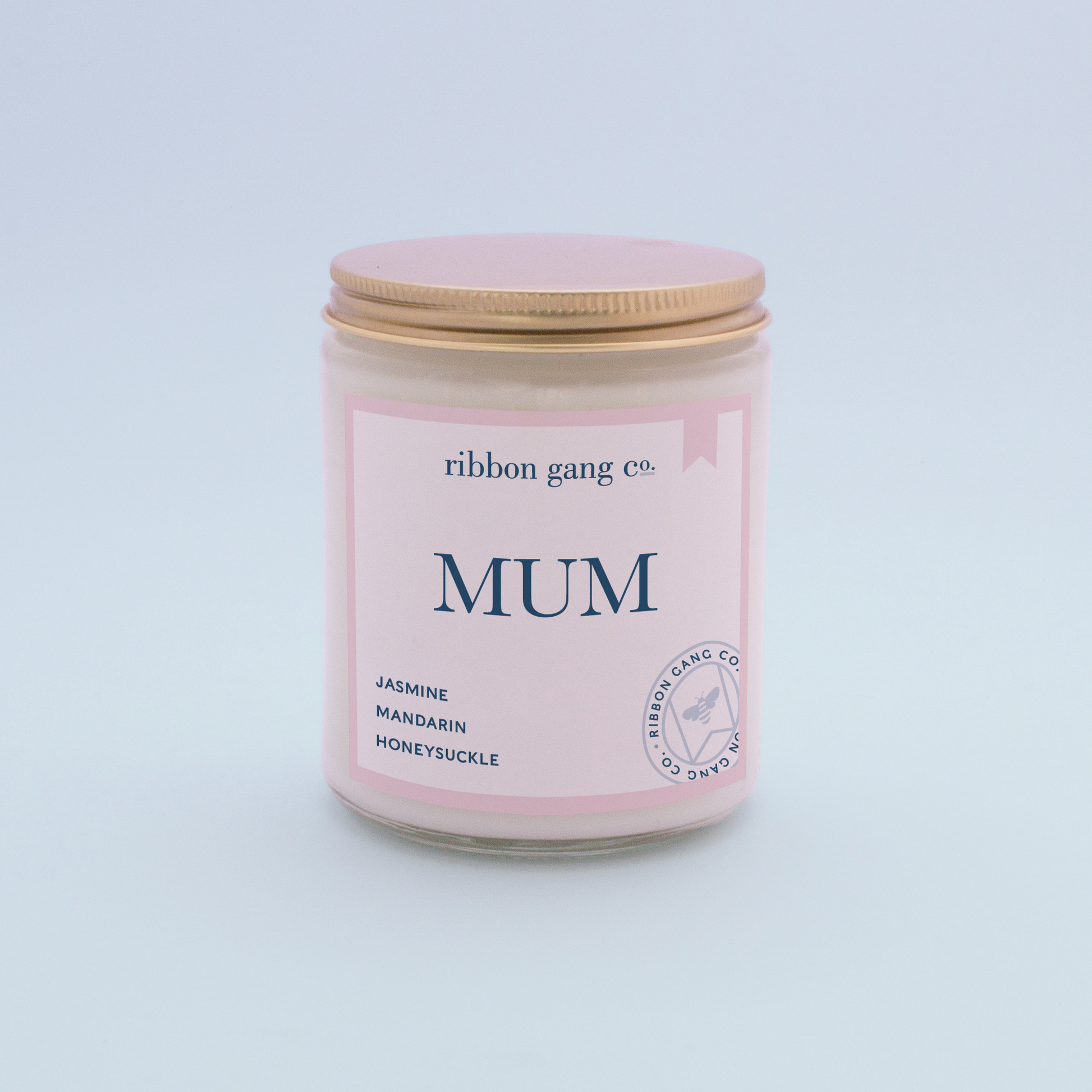 Mum Candle in a clear jar with a gold lid