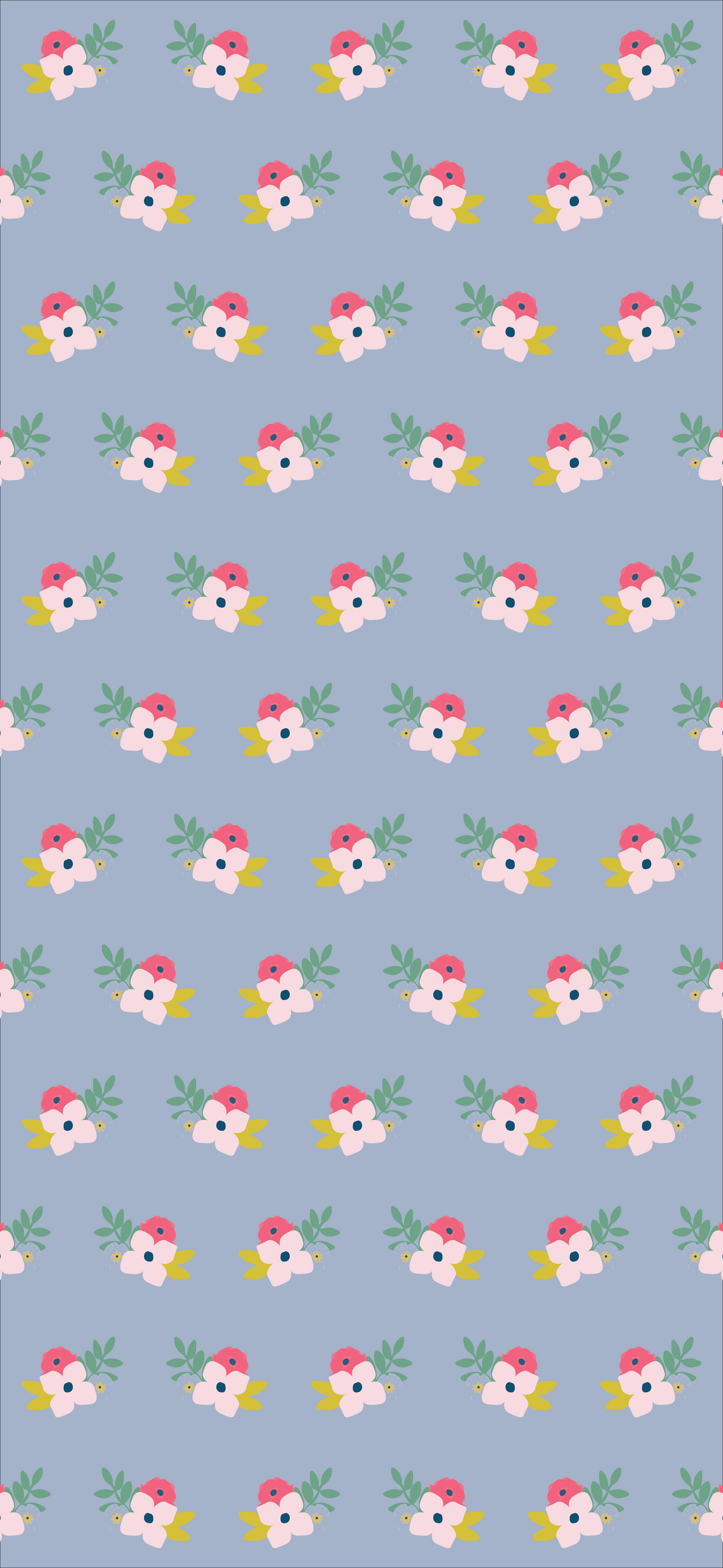 Phone wallpaper graphic illustrations of colourful flowers on a pale blue background.